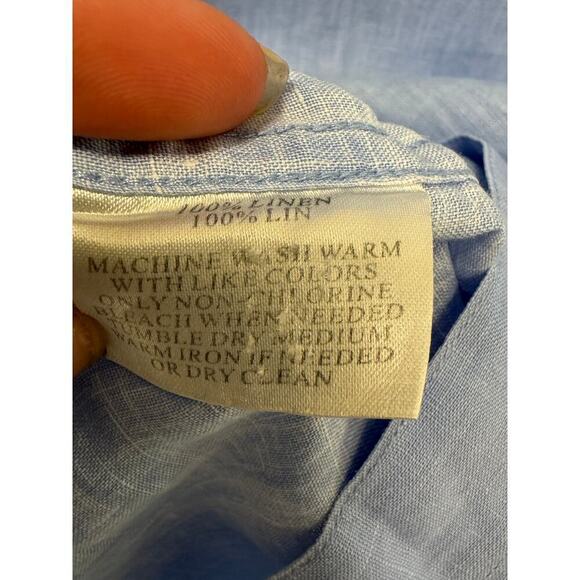 Joseph Abboud Men's Large 100% Linen Blue Button Down Shirt Long Sleeve - Picture 4 of 7